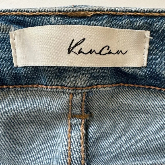 KanCan  Luxanna Mid Rise Slim Boyfriend Jeans Light Blue Wash Distressed Sz 24 - Picture 3 of 15